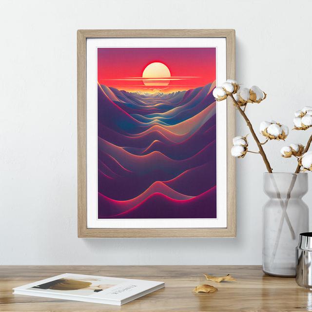 Abstract Mountain Sunset No.4 - Single Picture Frame Print Alpen Home Frame Colour: Oak, Size: 46cm H x 34cm W x 2cm D on Productcaster.