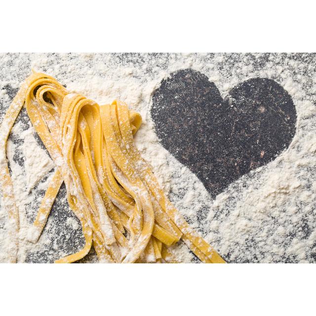 Pasta and Heart - Wrapped Canvas Photograph Ebern Designs Size: 30cm H x 46cm W x 3.8cm D on Productcaster.