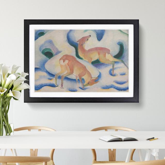 Deer in the Snow by Franz Marc - Picture Frame Painting East Urban Home Size: 36cm H x 48cm W x 2cm D, Frame Option: Black Framed on Productcaster.