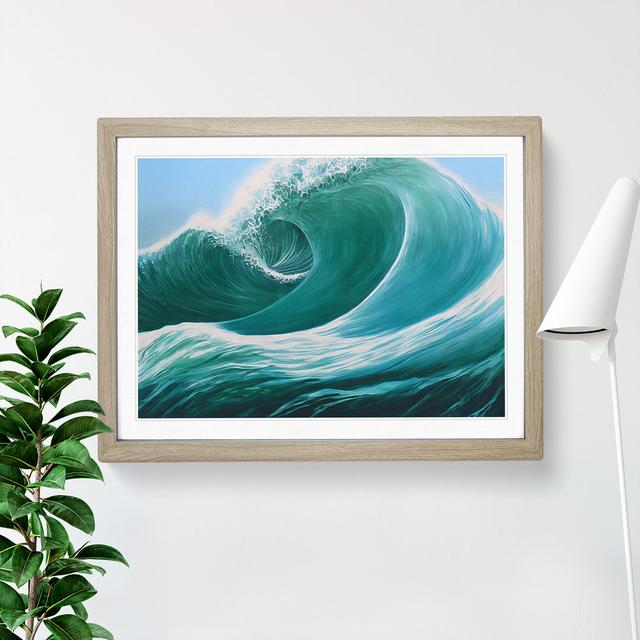 Striking Ocean Wave Vol.1 House of Hampton Size: 25cm H x 34cm W x 2cm D, Frame Colour: Oak on Productcaster.