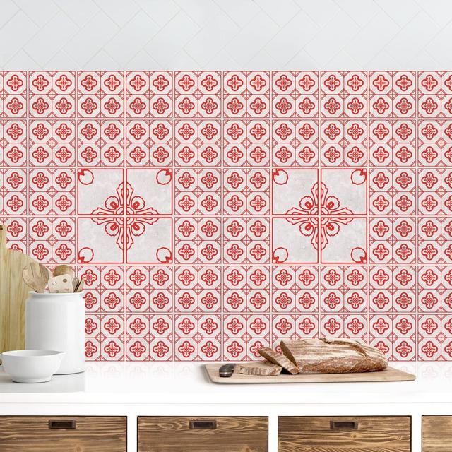 Youati Tile Pattern Porto Red 60 x 100cm PVC Tile Latitude Vive Colour: Red on Productcaster.