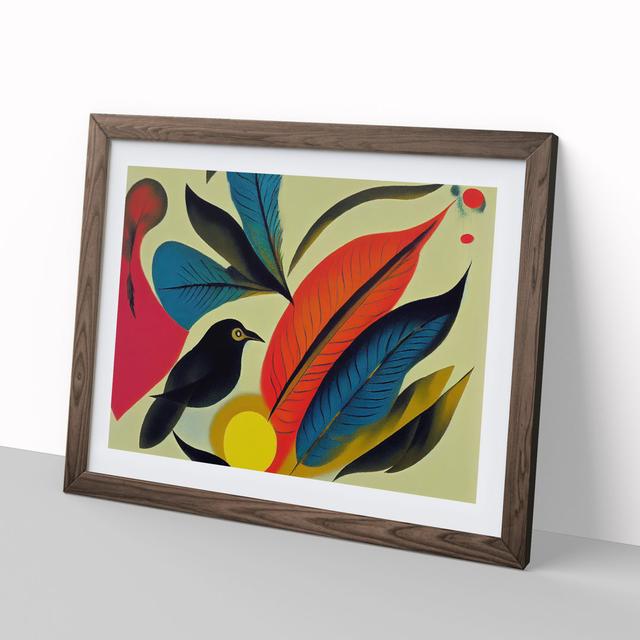 Wonderful Bird Abstract - Picture Frame Graphic Art Marlow Home Co. Size: 34cm H x 46cm W x 2cm D, Frame Colour: Walnut Framed on Productcaster.