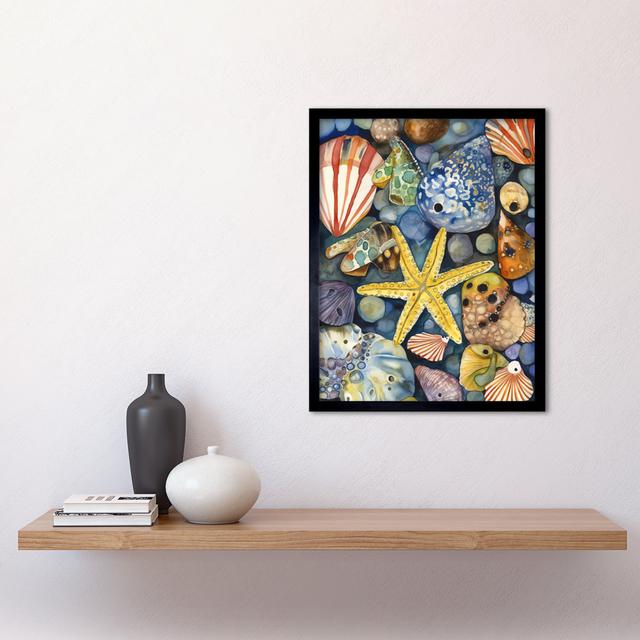 The Rock Pool Seaside Clams Starfish Bathroom Art Print Framed Poster Wall Decor 12X16 Inch House of Hampton on Productcaster.