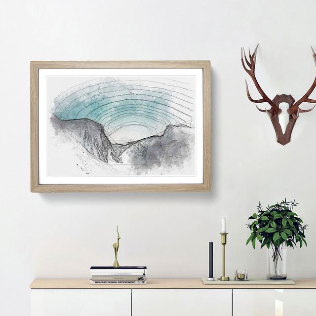 Yosemite Valley at Dusk Sketch - Picture Frame Graphic Art Print East Urban Home Size: 36cm H x 48cm W x 2cm D, Frame Option: Oak Framed on Productcaster.