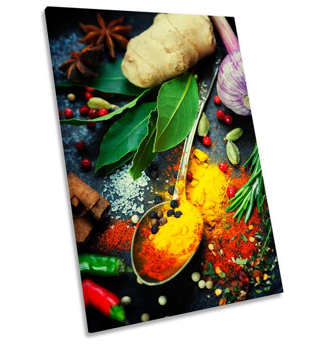 Kitchen Spices Herbs Picture CANVAS WALL ART Portrait Print Multi-Coloured 17 Stories Size: 137.2cm H x 91.4cm W x 4cm D on Productcaster.