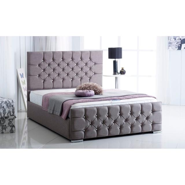 Queenann Gas Lift Upholstered Ottoman Bed FunkyBedz Colour: Grey Turn Linoso, Size: Single (3') on Productcaster.