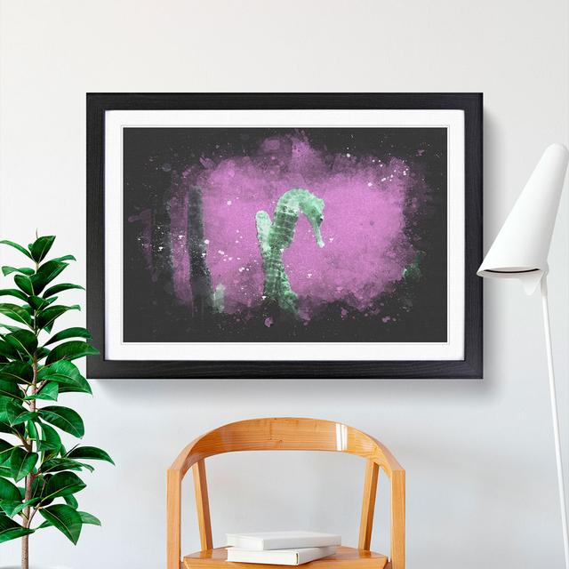 Green Seahorse - Picture Frame Graphic Art East Urban Home Size: 65cm H x 90cm W x 2cm D, Frame Option: Black Framed on Productcaster.