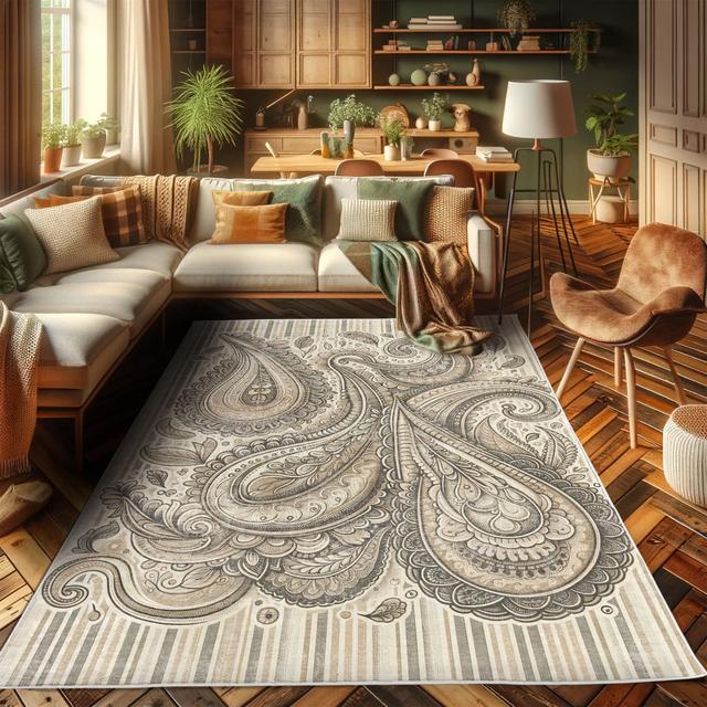 Machine Printed Machine Woven Warm Taupe Ivory Sepia Area Rug East Urban Home on Productcaster.