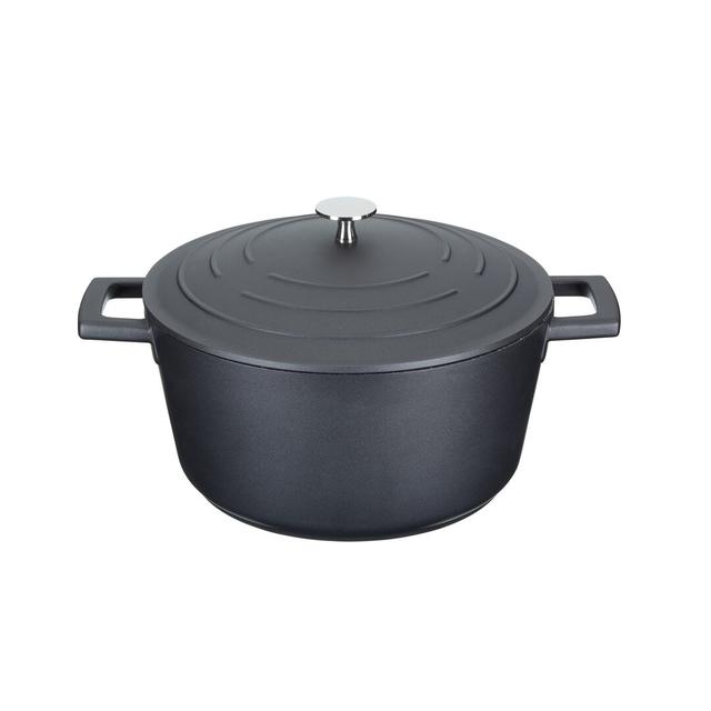 MasterClass Non-Stick Cast Aluminum Round Casserole Dish with Lid MasterClass Capacity: 4 L, Colour: Dark Grey, Width: 24 on Productcaster.