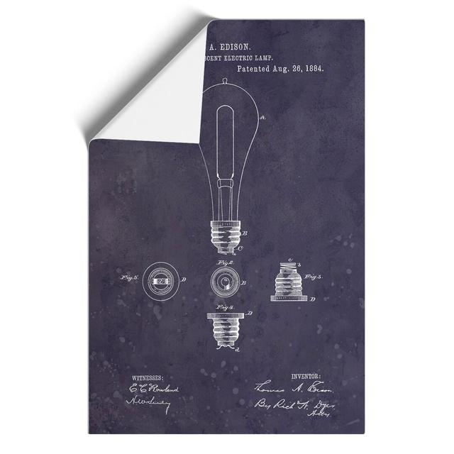 Light Bulb Patent Dark - Unframed Graphic Art East Urban Home Size: 30cm H x 21cm W x 0.1cm D on Productcaster.