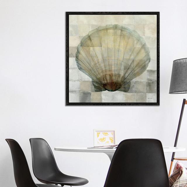 Scallop Shell by Stellar Design Studio - Painting on Canvas Highland Dunes Size: 93.98cm H x 93.98cm W x 3.81cm D, Format: Black Floater Frame on Productcaster.