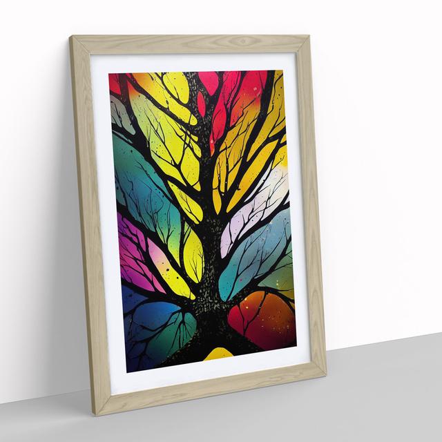 Vibrant Abstract Trees No.1 - Picture Frame Graphic Art Marlow Home Co. Frame Colour: Oak , Size: 34cm H x 25cm W x 2cm D on Productcaster.