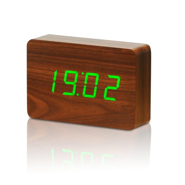 Modern Digital Birch Solid Wood Electric Alarm Tabletop Clock Symple Stuff Finish: Walnut/Green on Productcaster.