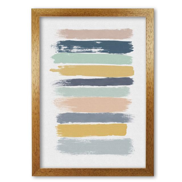 Pastel Stripes - Print East Urban Home Size: 30 cm H x 21 cm W x 5 cm D, Format: Honey Oak Frame on Productcaster.