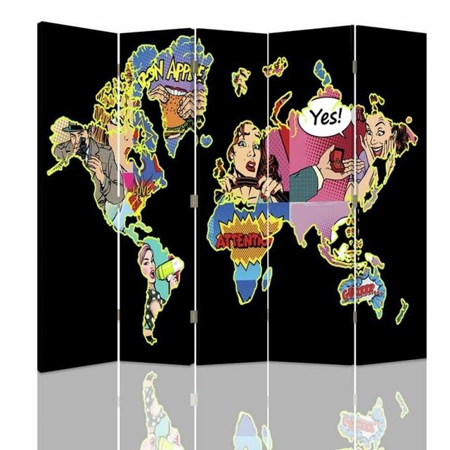 Raumteiler Pop Art Map of the World mit 5 Paneelen Corrigan Studio on Productcaster.