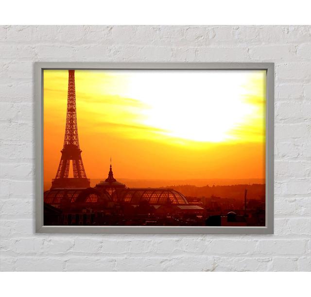 Eiffel Tower at Sunset Framed Print Wall Art Latitude Run Format: Light Grey Framed Canvas, Size: 84.1cm H x 118.9cm W x 3.3cm D on Productcaster.