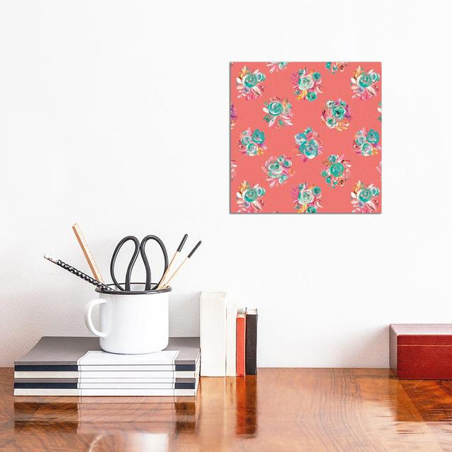 Sweet Roses Blooms Coral by Ninola Design - Wrapped Canvas Gallery-Wrapped Canvas Giclée ClassicLiving Size: 30.48cm H x 30.48cm W x 1.91cm D on Productcaster.