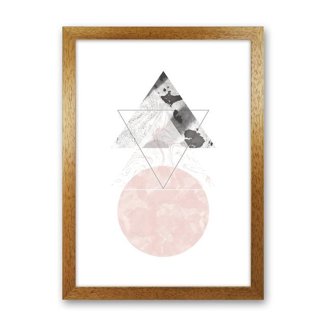 Marble Triangle and Circle Black and Pink Abstract by Pixy Paper - Graphic Art Print Corrigan Studio Size: 84cm H x 59.4cm W x 3cm D, Format: Oak Fram on Productcaster.