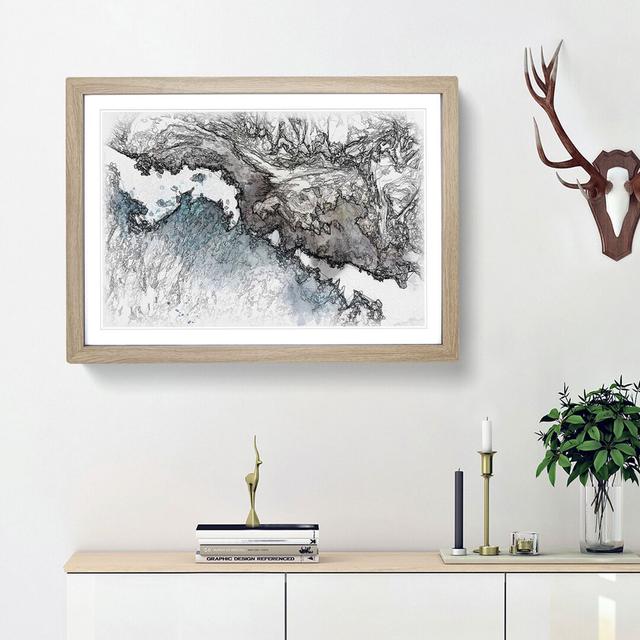 The Coast of Honolulu Hawaii Sketch - Picture Frame Graphic Art Print East Urban Home Size: 36cm H x 48cm W x 2cm D, Frame Option: Oak Framed on Productcaster.