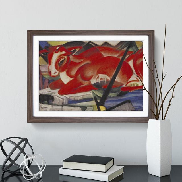 The World Cow by Franz Marc - Picture Frame Painting East Urban Home Frame Option: Walnut, Size: 36cm H x 48cm W x 2cm D on Productcaster.