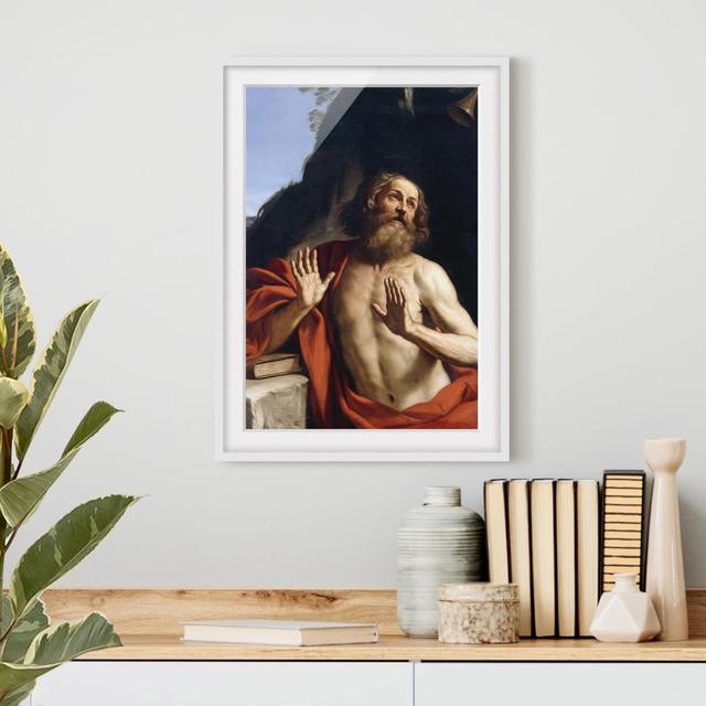 Gerahmtes Poster Saint Jerome von Guercino East Urban Home Größe: 55 cm H x 40 cm B, Rahmenoptionen: Mattweiß on Productcaster.