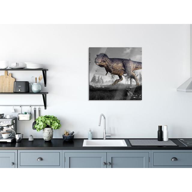 T-Rex Dinosaur in Nature - Unframed Graphic Art on Glass Happy Larry Size: 60cm H x 60cm W x 0.4cm D on Productcaster.