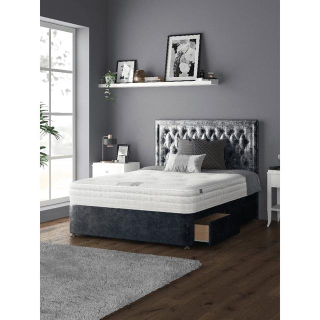 Gallego Divan Bed Base Mercer41 Colour: Denim, Size: Kingsize (5'), Storage Type: No Drawers on Productcaster.