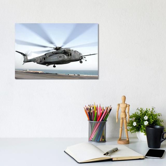 A CH-53 Sea Stallion Helicopter Leaves the Flight Deck of USS Kearsarge by Stocktrek Images - Wrapped Canvas Photograph Latitude Run Size: 20.32cm H x on Productcaster.