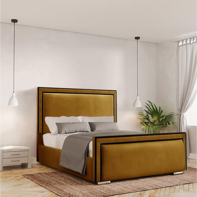 Azlan Upholstered Storage Bed Canora Grey Size: Double (4'6), Colour: Turmeric on Productcaster.