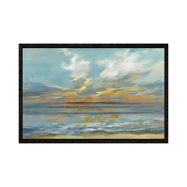 Rhythmic Sunset Waves Highland Dunes Size: 101.6cm H x 152.4cm W x 3.81cm D, Format: Black Framed on Productcaster.