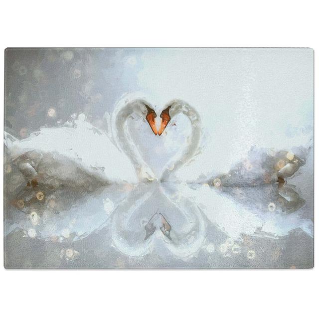 Tempered Glass Swans Forming a Love Heart Chopping Board East Urban Home Size: 39 cm W x 28.5 cm L on Productcaster.