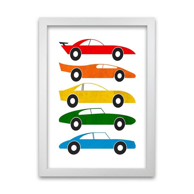 Mid Century Cars On White - Print Norden Home Frame Option: White Frame, Size: 42cm H x 30cm W x 3cm D on Productcaster.