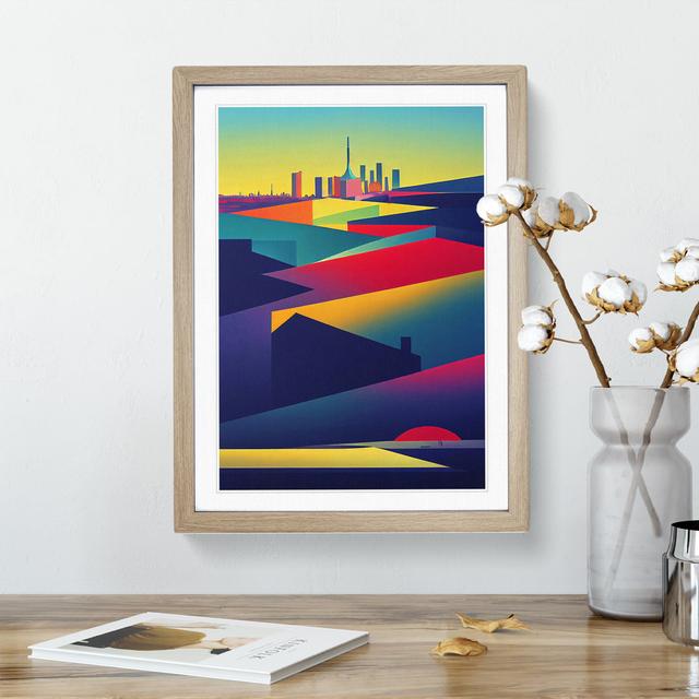 Modern City Skyline Abstract - Picture Frame Graphic Art Metro Lane Size: 64cm H x 46cm W x 2cm D, Frame Colour: Oak Framed on Productcaster.