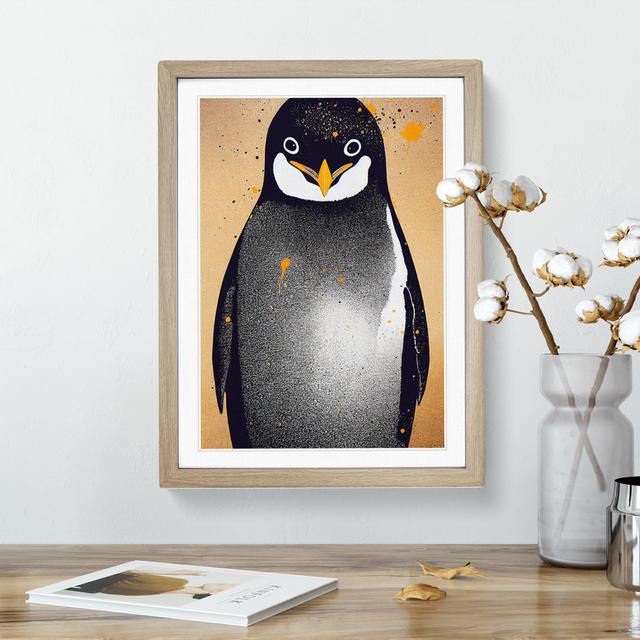 Penguin Graffiti No.1 House of Hampton Matte Colour: White, Format: Oak Frame, Size: 46cm H x 34cm W on Productcaster.