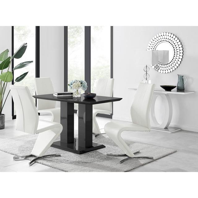 Chowchilla Dining Set with 4 Chairs Canora Grey Colour (Chair): White on Productcaster.