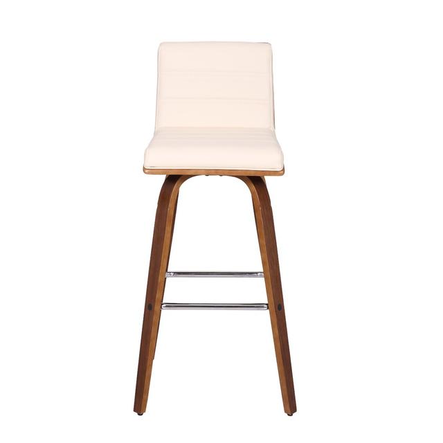 Swivel Bar Stool Wade Logan Seat Height: 76.2cm, Seat Colour: Cream, Base Colour: Walnut on Productcaster.