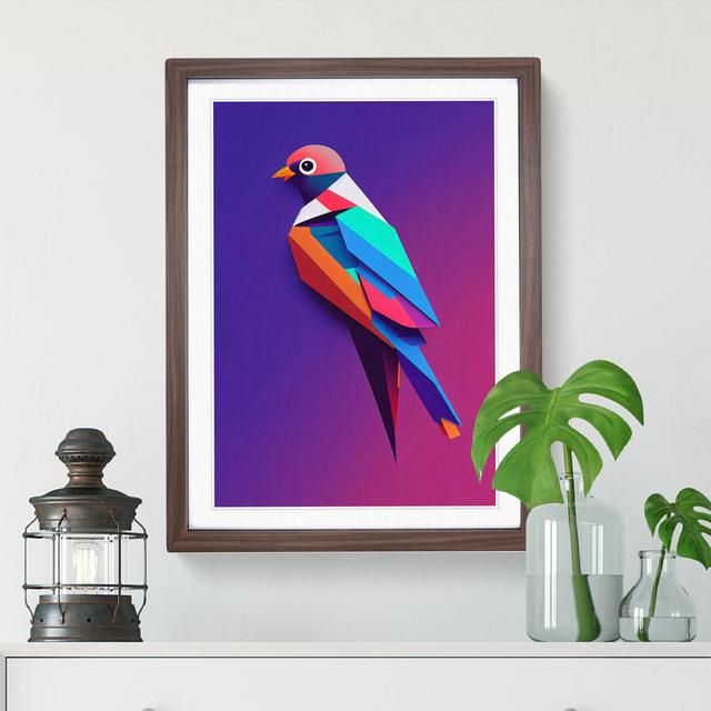 Colourful Bird No.4 Abstract - Picture Frame Painting 17 Stories Size: 34cm H x 25cm W x 2cm D, Frame Colour: Brown Framed on Productcaster.