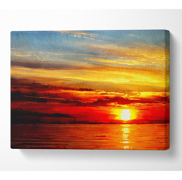 Distant Ocean Sailboat Sunset - Wrapped Canvas Art Prints House of Hampton Size: 66cm H x 106.6cm W x 10cm D on Productcaster.