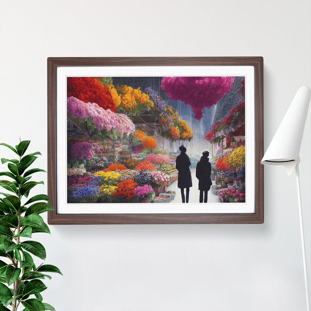 Entrancing Flower Market - Picture Frame Graphic Art 17 Stories Size: 46cm H x 64cm W, Frame Colour: Walnut on Productcaster.