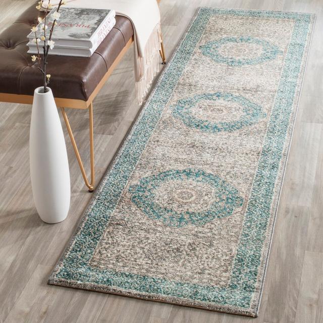 Astral Oriental Machine Woven Light Grey/Blue Area Rug World Menagerie Rug Size: Runner 66 x 182cm on Productcaster.