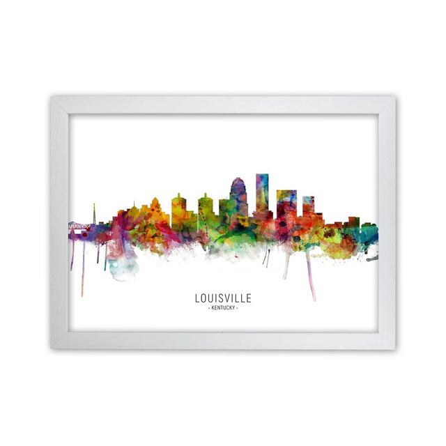 Louisville Kentucky Skyline by Michael Tompsett - Graphic Art Ebern Designs Format: White Framed, Size: 64cm H x 88cm W x 3cm D on Productcaster.