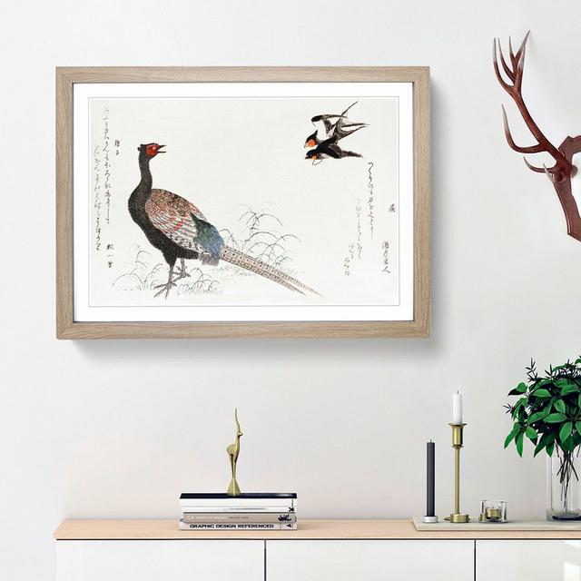 Pheasant & Swallows by Kitagawa Utamaro - Picture Frame Painting Print East Urban Home Frame Option: Oak Framed, Size: 27cm H x 36cm W x 2cm D on Productcaster.