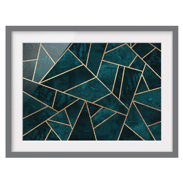 Dark Turquoise with Gold - Picture Frame Graphic Art Canora Grey Frame Option: Grey Framed, Size: 30cm H x 40cm W x 2cm D on Productcaster.