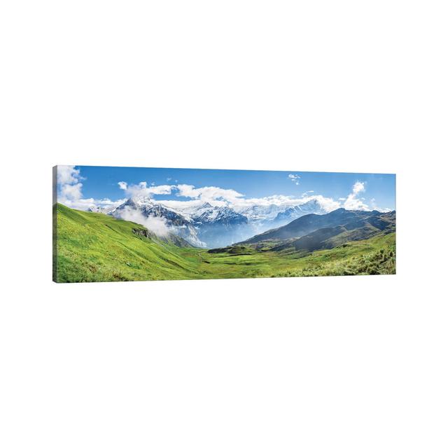 Scenic View Of The Alps Near Grindelwald by Jan Becke - Wrapped Canvas Panoramic Print Union Rustic Size: 60.96cm H x 182.88cm W x 3.81cm D on Productcaster.