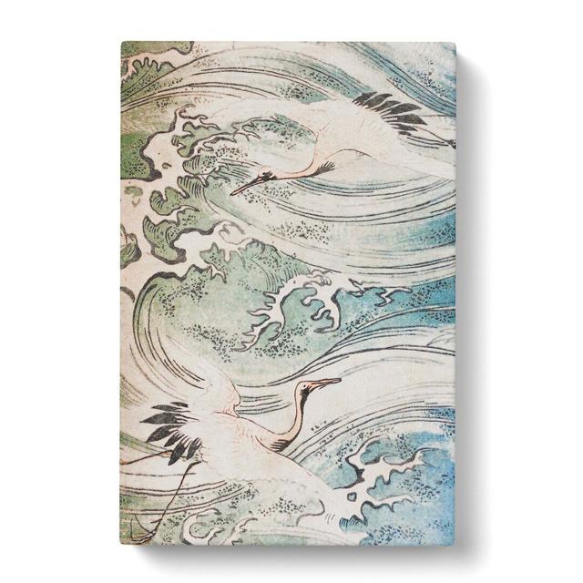 Storks Flying Above Water - Wrapped Canvas Painting Print East Urban Home Size: 60cm H x 40cm W x 3cm D on Productcaster.