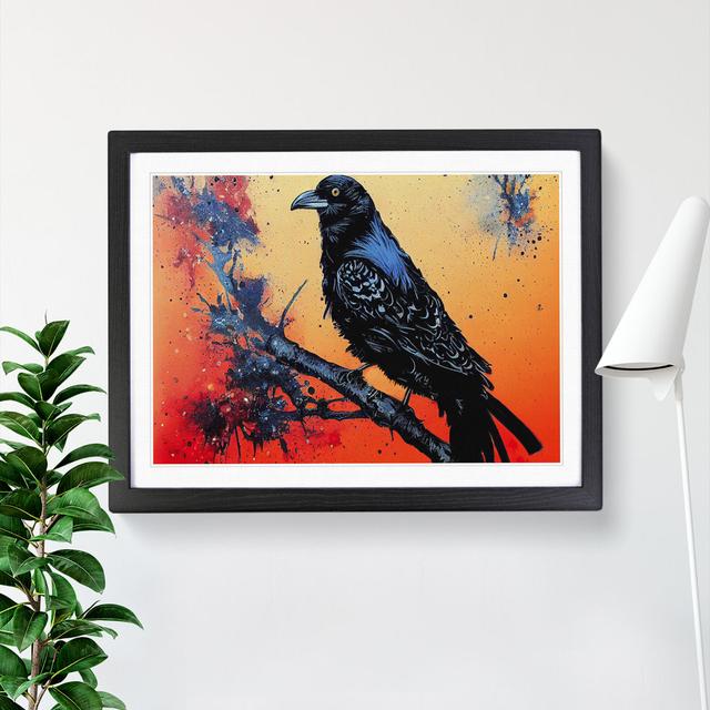 Raven Bird Splash Vol.2 Abstract - Single Picture Frame Painting 17 Stories Size: 46cm H x 64cm W x 2cm D, Frame Colour: Black on Productcaster.