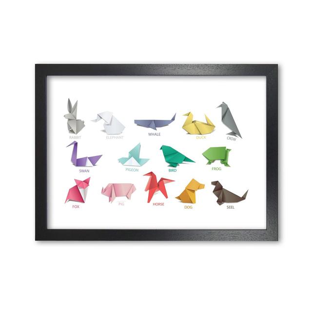 Origami Animals - Print East Urban Home Format: Black Grain Frame, Size: 30 cm H x 42 cm W x 5 cm D on Productcaster.