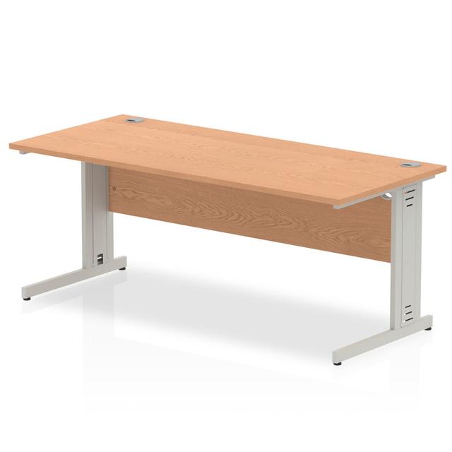 Impulse Rectangular Computer Desk Inbox Zero Frame Colour: Silver, Top Colour: Oak, Size: 73cm H x 180cm W x 80cm D on Productcaster.