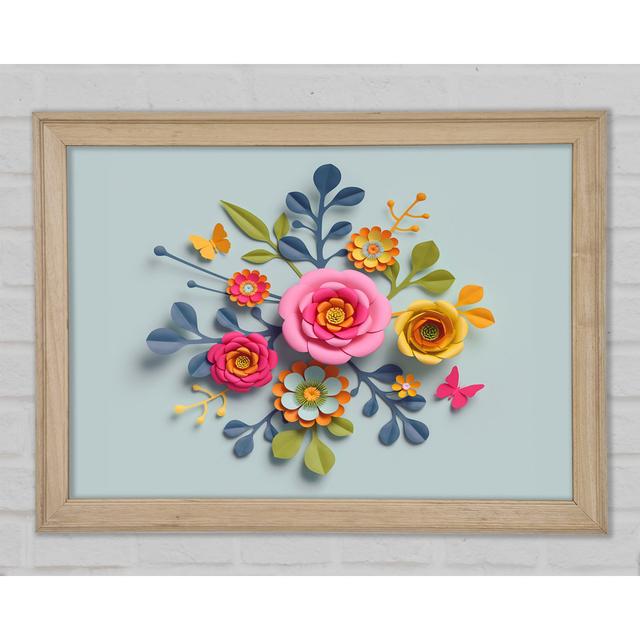 Three Dimensional Flowers - Print Ophelia & Co. Size: 42cm H x 59.7cm W x 1.5cm D, Format: Natural Framed Paper on Productcaster.