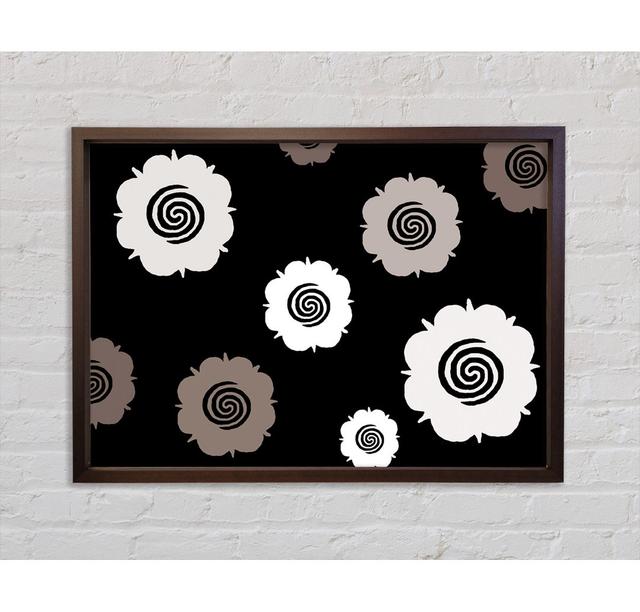 Flowers Beige On Black - Single Picture Frame Art Prints on Canvas Bright Star Size: 84.1cm H x 118.9cm W x 3.3cm D on Productcaster.